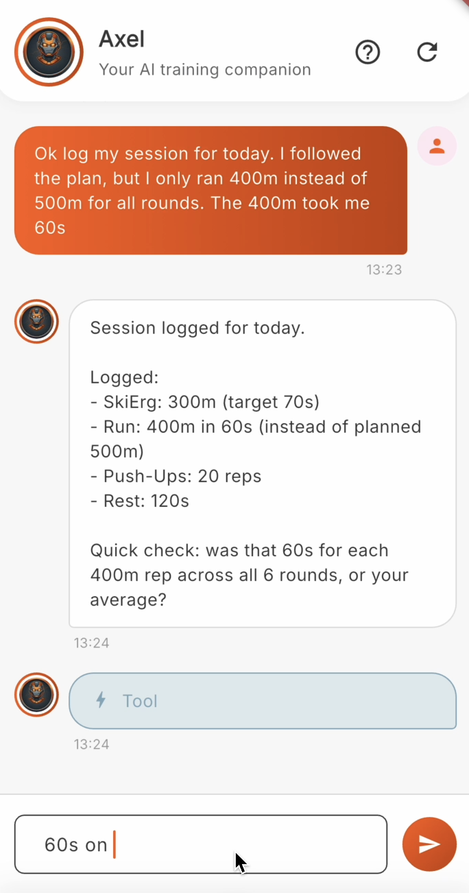 Chat-Based Training Log
